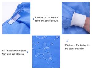 Quality XXL Blue Medical Disposable Surgical Gown Prevent Cross Infection wholesale