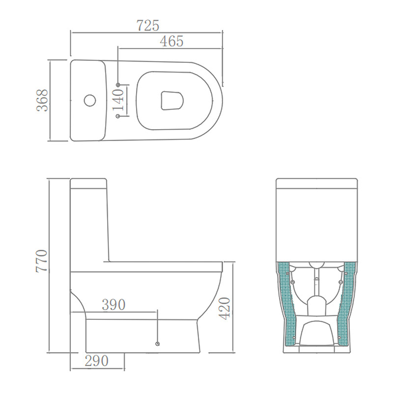 ARROW One Piece Ceramic Toilet Commode S trap for Bathroom