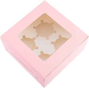 Quality Clear Window Pink Paper Cupcake Cardboard Cake Boxes wholesale
