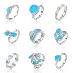 Blue Vermeil Opal Inlay Wedding Band Womens Jewelry 925 Silver