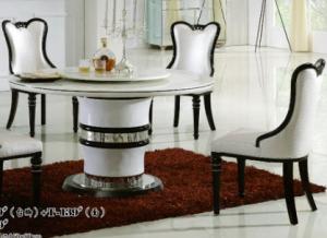 Quality 8 persons round marble table with Lazy Susan club furniture wholesale