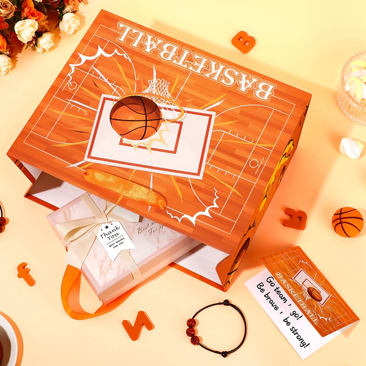 Custom Extra Large Specialty Luxury Orange Candle Gift Paper Bag With Ribbon Handle