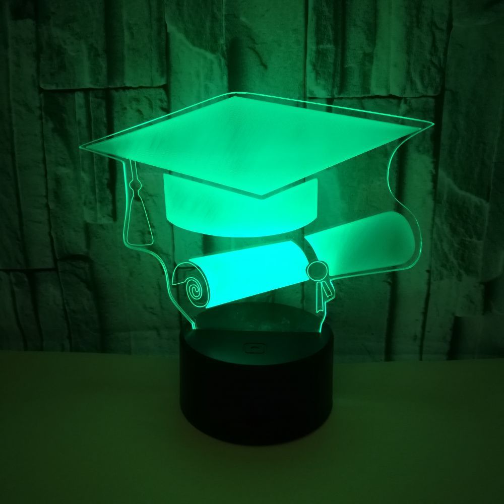 New bachelor hat 3D night lights custom OEM sign picture Graduate gift 3D small table lamp 