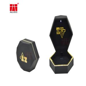 Quality Gold Stamping Wedding Ring Presentation Box , 88g Hexagon Cardboard Box wholesale