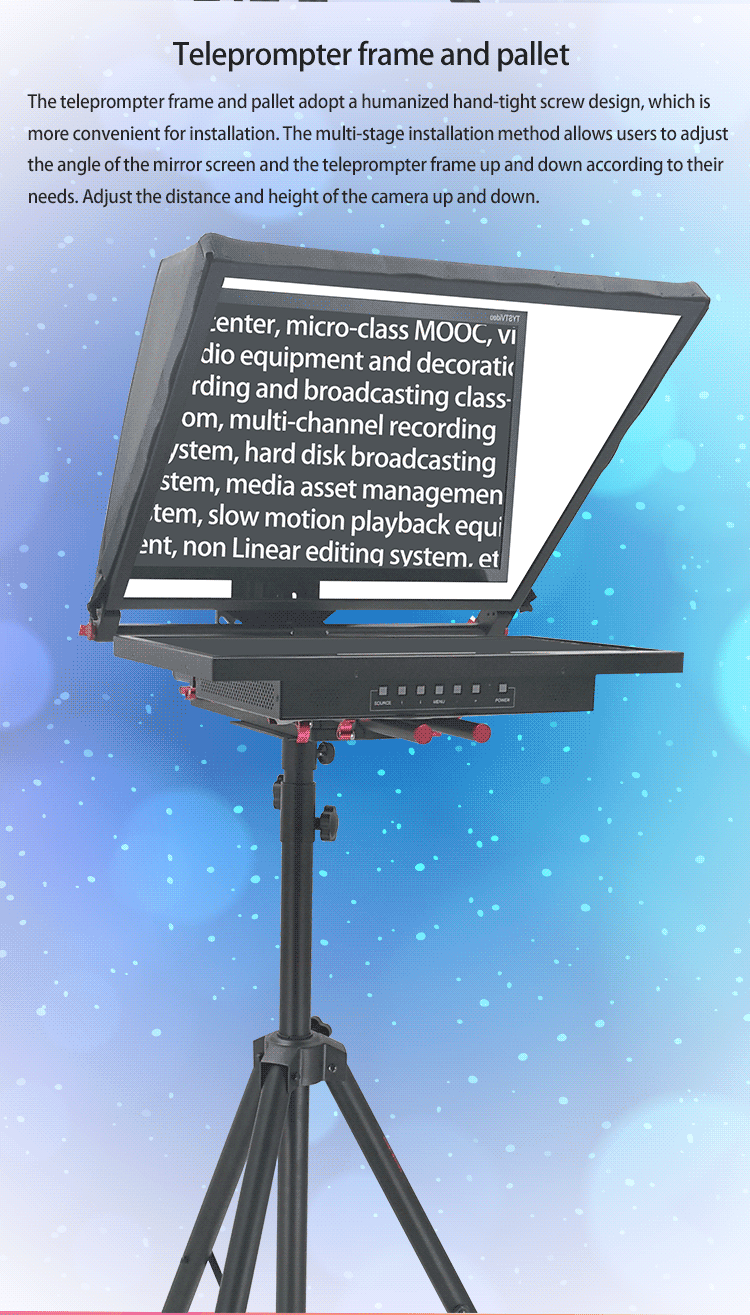Professional TV Studio Equipment 24inch Single Screen Built-in Prompter with Auto-Mirror