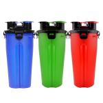 2 in 1 350ml Pet Dog Water Food Bottle Collapsible Bowls with Carabiner