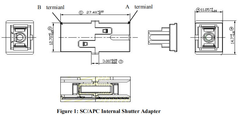 RoHS Internal Shutter Zirconia Sleeves SC Fiber Adapter