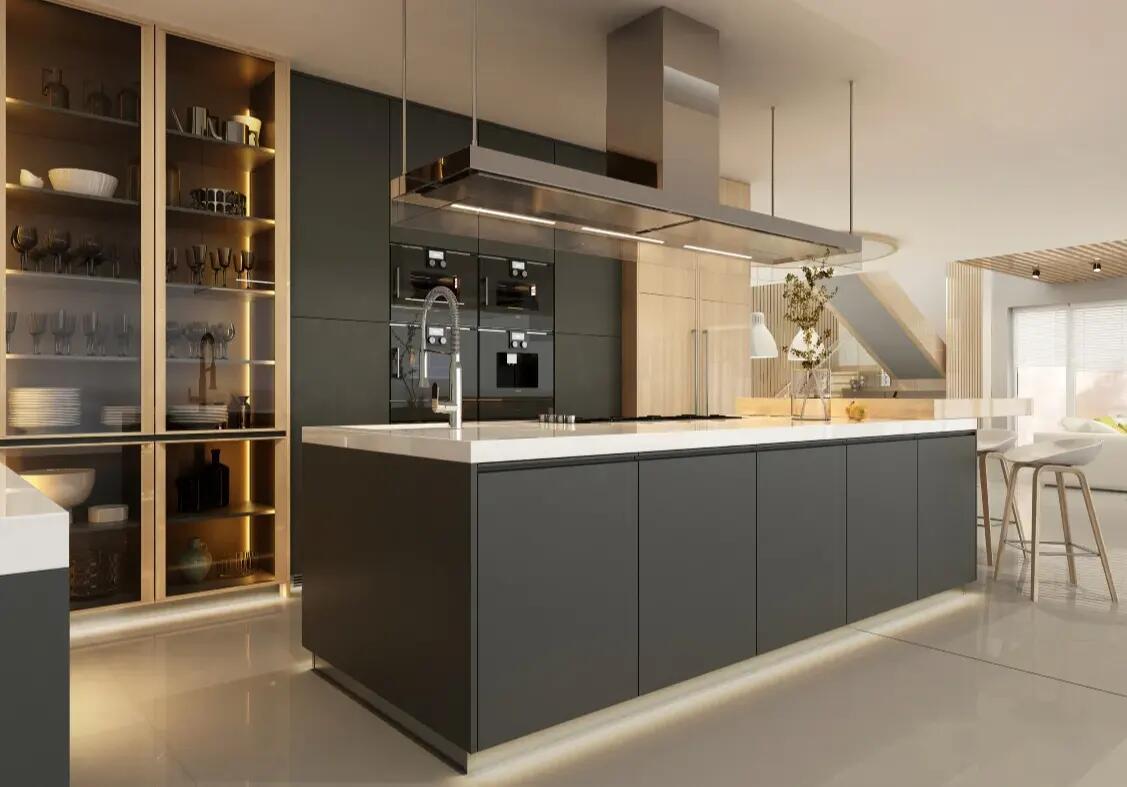Italian Kitchen Furniture Design Solid Wooden Kitchen Cabinets with Melamine Board
