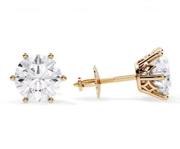 IGI Certified Artificial Diamond Stud Earrings Round Brilliant Cut Loose Lab