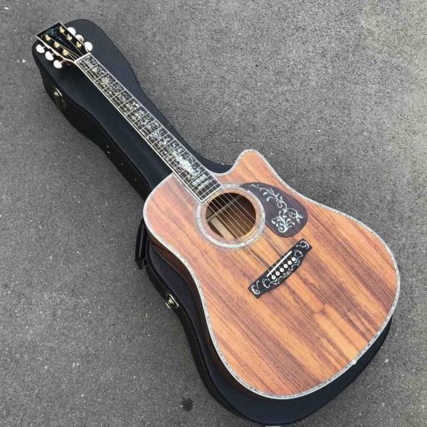 Factory Cutaway 41 Inch KOA Wood Acoustic Electric Guitar Ebony Fingerboard