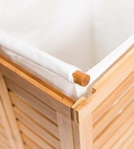 Quality Durable Bamboo Home Furniture Wood Double Laundry Hamper Clothing Organizer wholesale