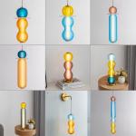 Designer Colored Pendant Lamps LED Stained Glass Pendant Light Bar Shop