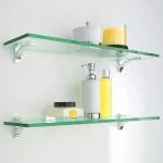 Polished Edge Tempered Glass Bathroom Shelves for Slat Wall Display Customized