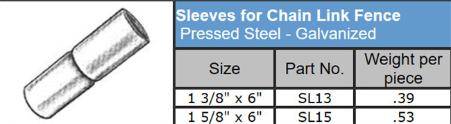 1 7/8'' Top Rail Sleeve Used To Fix The Top Lock Side Of Chain Link Fence