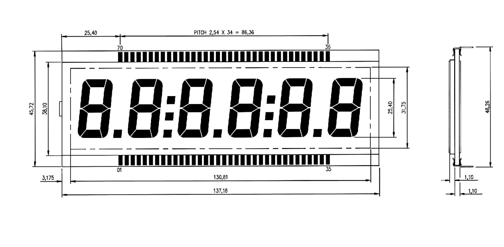 DE156-TU TN LCD Module -40 to +90 degree replacement big size monochrome transflective