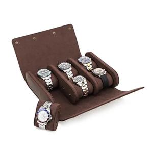 Quality High Quality Handcrafted Travel Watch Roll Slide 6 Slot Vintage Real Leather Watch Box wholesale