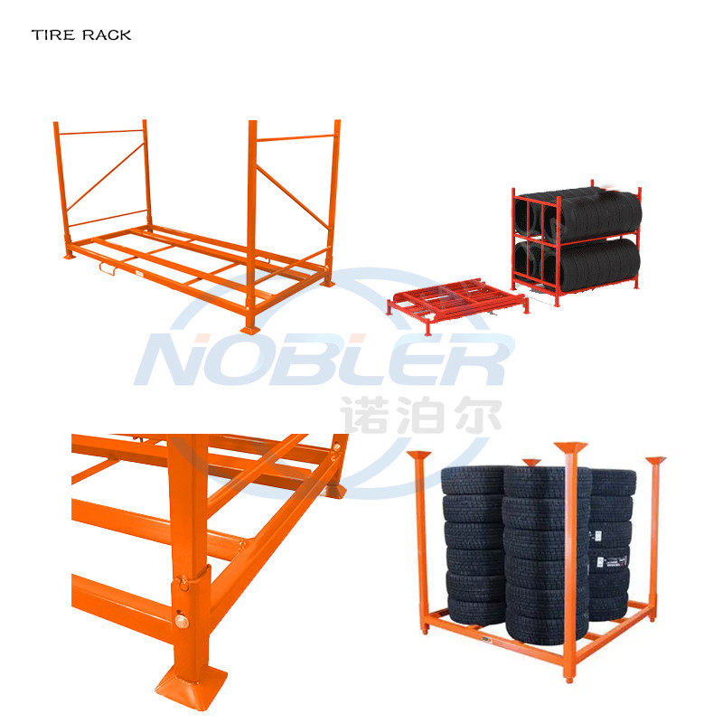 Customized Heavy Duty Stackable Folding Truck Spare Tire Storage Rack For Warehouse