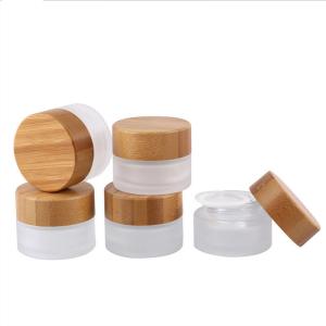Quality 5 To 15ml Cosmetic Frosted Glass Jar With Wooden Cap wholesale