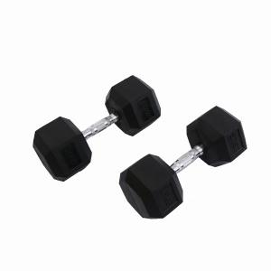 Quality 10kg Rubber Coated Hex Dumbbells wholesale