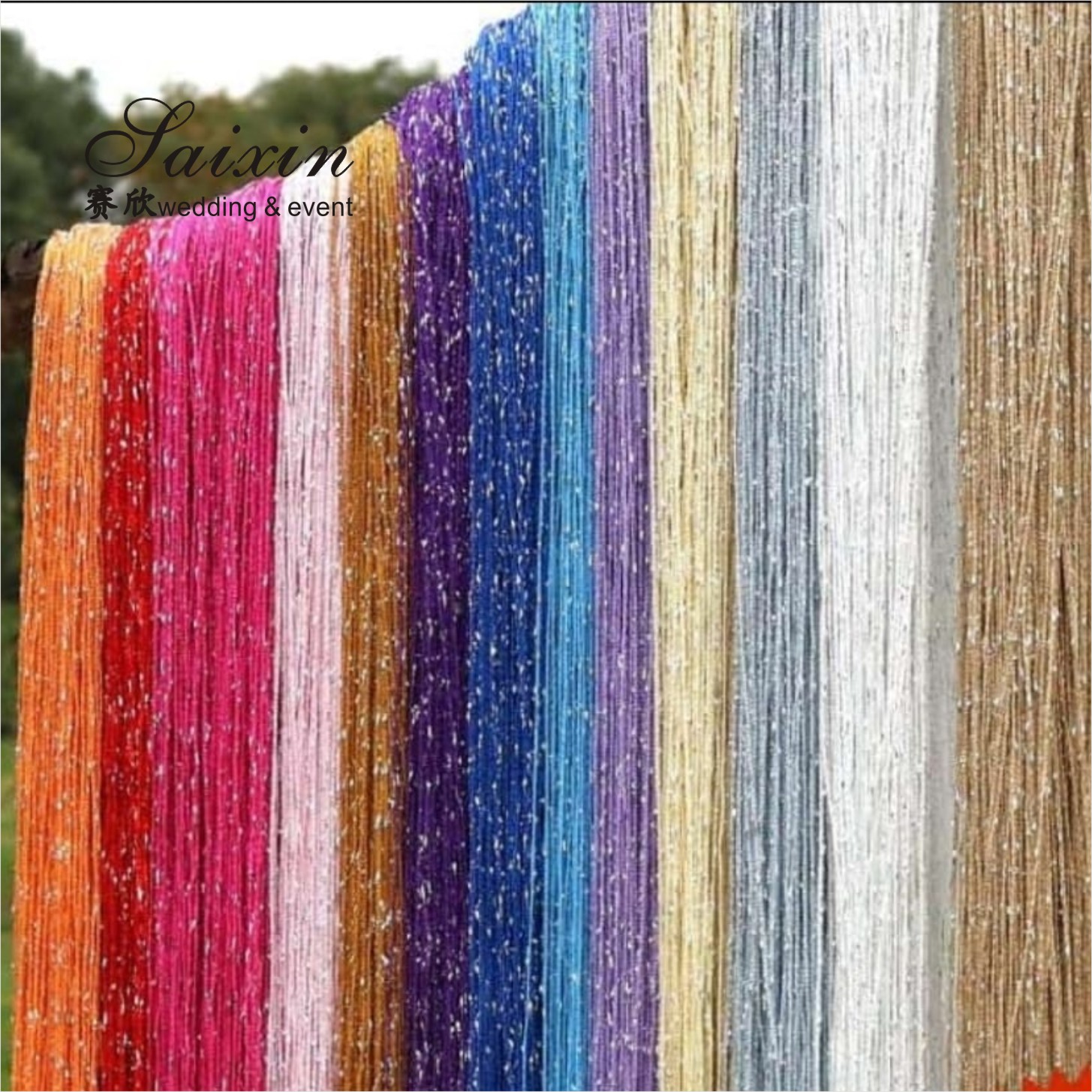 Elegant Wedding Ceiling Decoration Champagne colors Fabric String Curtain Ceiling Drape