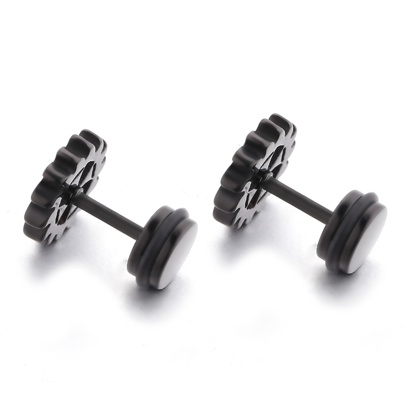 Black plate clover shape cool stud earrings piercing jewelry manufacturer