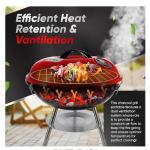 Outdoor Barbecue Grill, 2-In-1 Portable BBQ Grill with Wheels