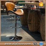 Stylish Adjustable Genuine Leather Swivel Swan Bar Stool With Back
