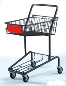 Quality Heavy Duty Double Basket Shopping Trolley Steel Shop Cart With Baby Seat wholesale