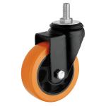 PVC Steel Swivel Plate Red Caster Heavy Duty Cart Wheels 125mm Ball Bearing for