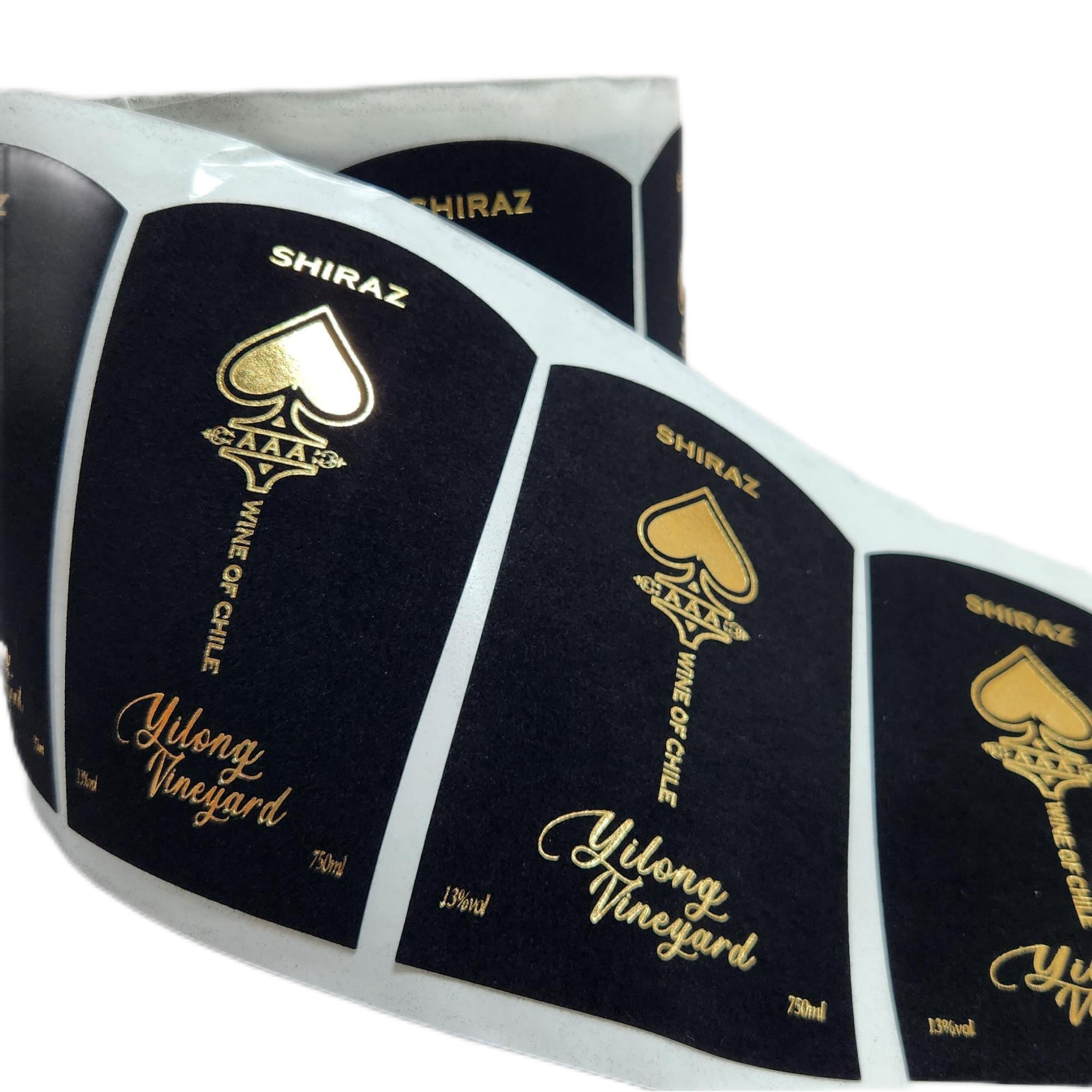 Customizable Printing Gold Foil Stamping Embossed Premium Velvet Paper Wine Label for Wine Bottles Labels Packaging.