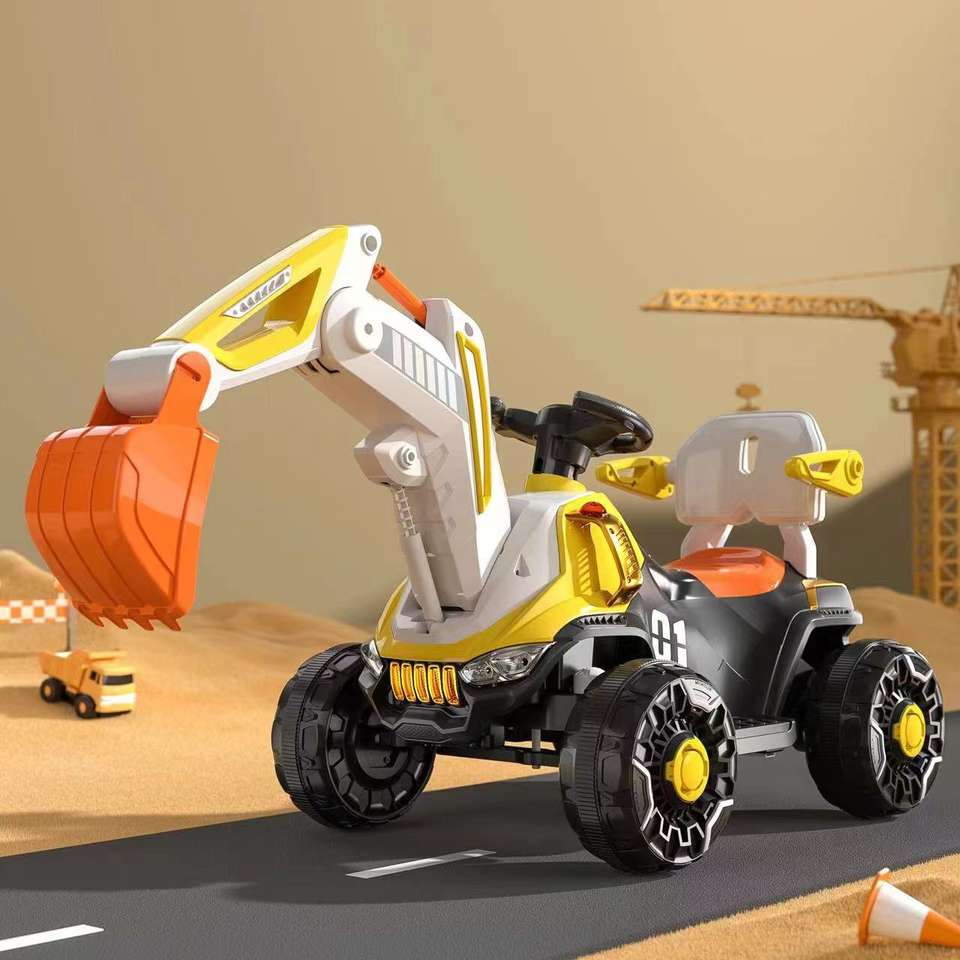 LED Headlights and Dynamic Music 6v Electric Ride on Construction Truck Car for Kids