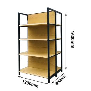 Quality Wooden Grain Shop Gondola Shelving Medium Duty 4 Column Shelves wholesale