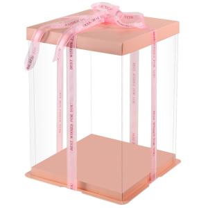 China Luxury Custom Cake Box White Clear Square Transparent Birthday Party Gift Box on sale