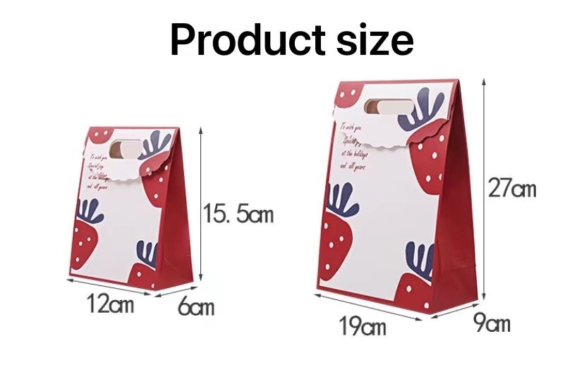 130gsm Strawberry Print Present Paper Bags Ivory Board Box 40cm*12cm*30cm