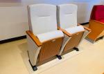 Commercial Auditorium Padded Church Chairs Wooden Finish Seat
