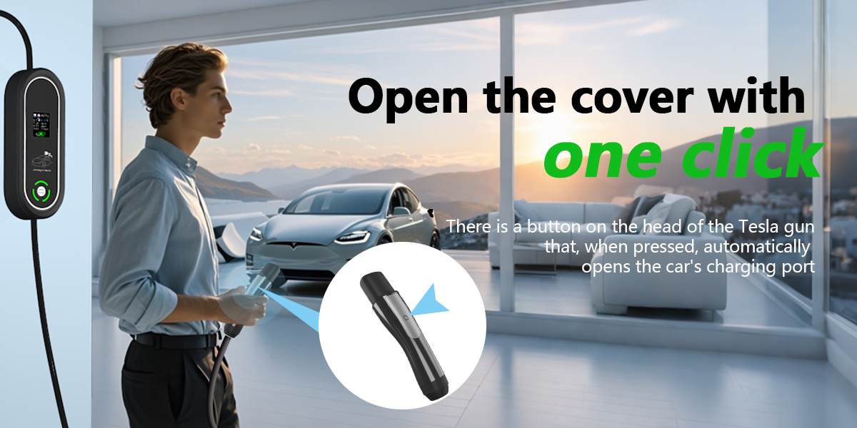 IP55 Protection Level NACS Connector 7KW Industrial Plug Fast AC Portable EV Charger for Tesla Home Charging Station Pile