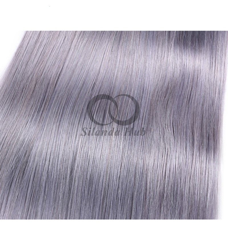 Grey Straight Remy Human Hair Bundles Sew In Weave Bundles Brazilian Bundle Deals