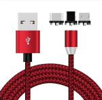 1M Cell Phone 3 In 1 Braided Charging Cable , Magnetic Usb Cable Colorful