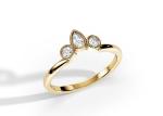 0.4CT V Shaped Wedding Band With Engagement Ring , 2MM Stackable Diamond Rings