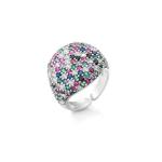 Party Sterling Silver Crystal Jewelry Crystal Open Pave Ring Adjustable