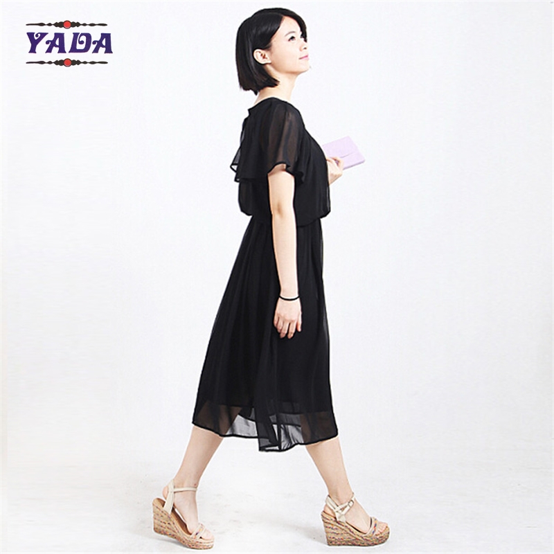 Short sleeve fashion women wome sexy summer beach dress chiffon dresses in cheap price