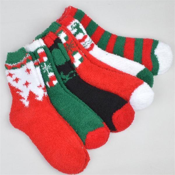 Fashion colorful jacquard women's coral fleece thick socks in high warmth for
