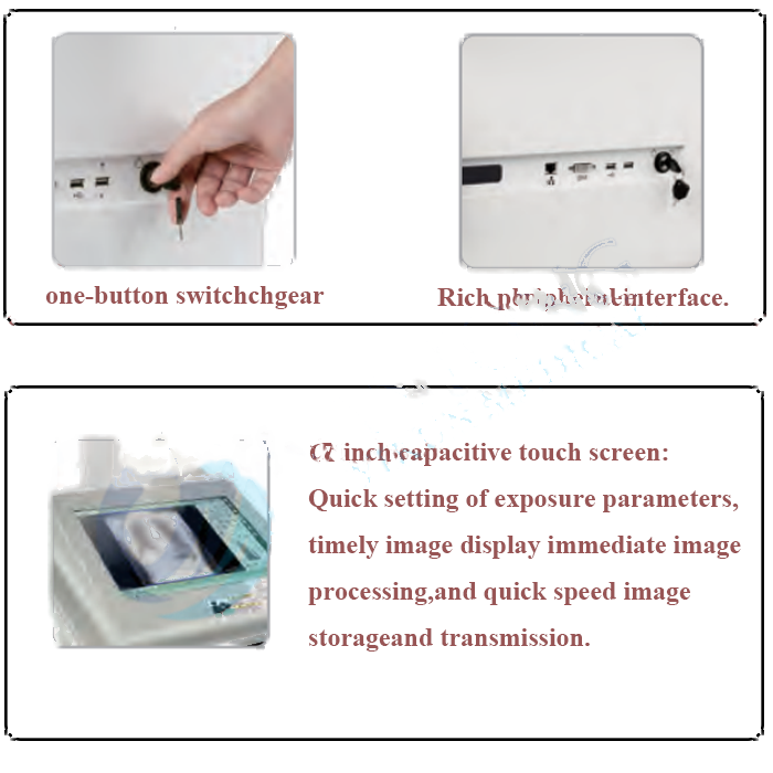 Mobile and digital x ray machine with big castors