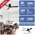 52" Flush Mount Ceiling Fan With Light Remote Solid Wood Blades