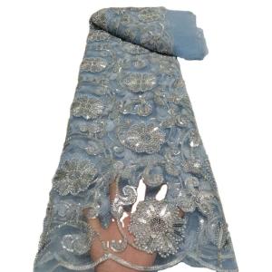 Quality Luxury Beaded Lace Fabric New High Quality Polyester African Ghana Turkey Wedding Dress Style Tulle Mesh Lace Fabric wholesale
