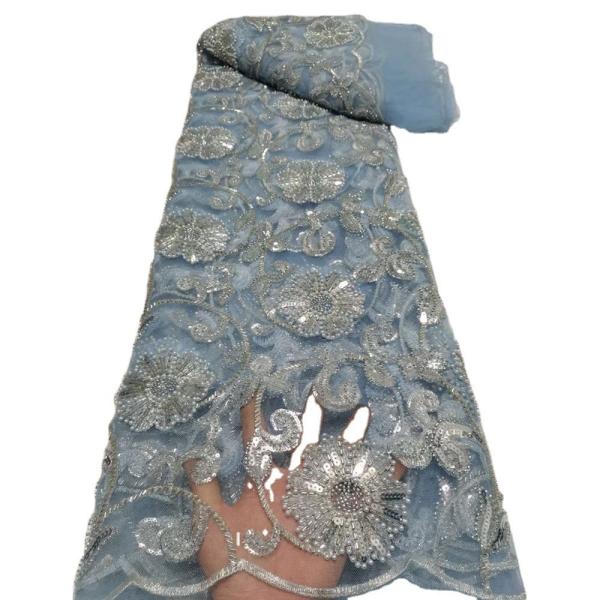Luxury Beaded Lace Fabric New High Quality Polyester African Ghana Turkey