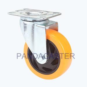 Quality Orange 4 Inch Polyurethane Wheels , Medium Duty Swivel Casters wholesale