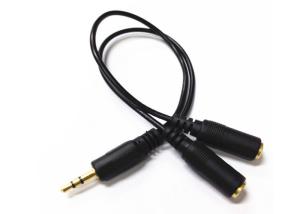 Quality Gold Plated Y Splitter Cable / Audio Video Cable Right Angle 3.5 Mm Diameter wholesale