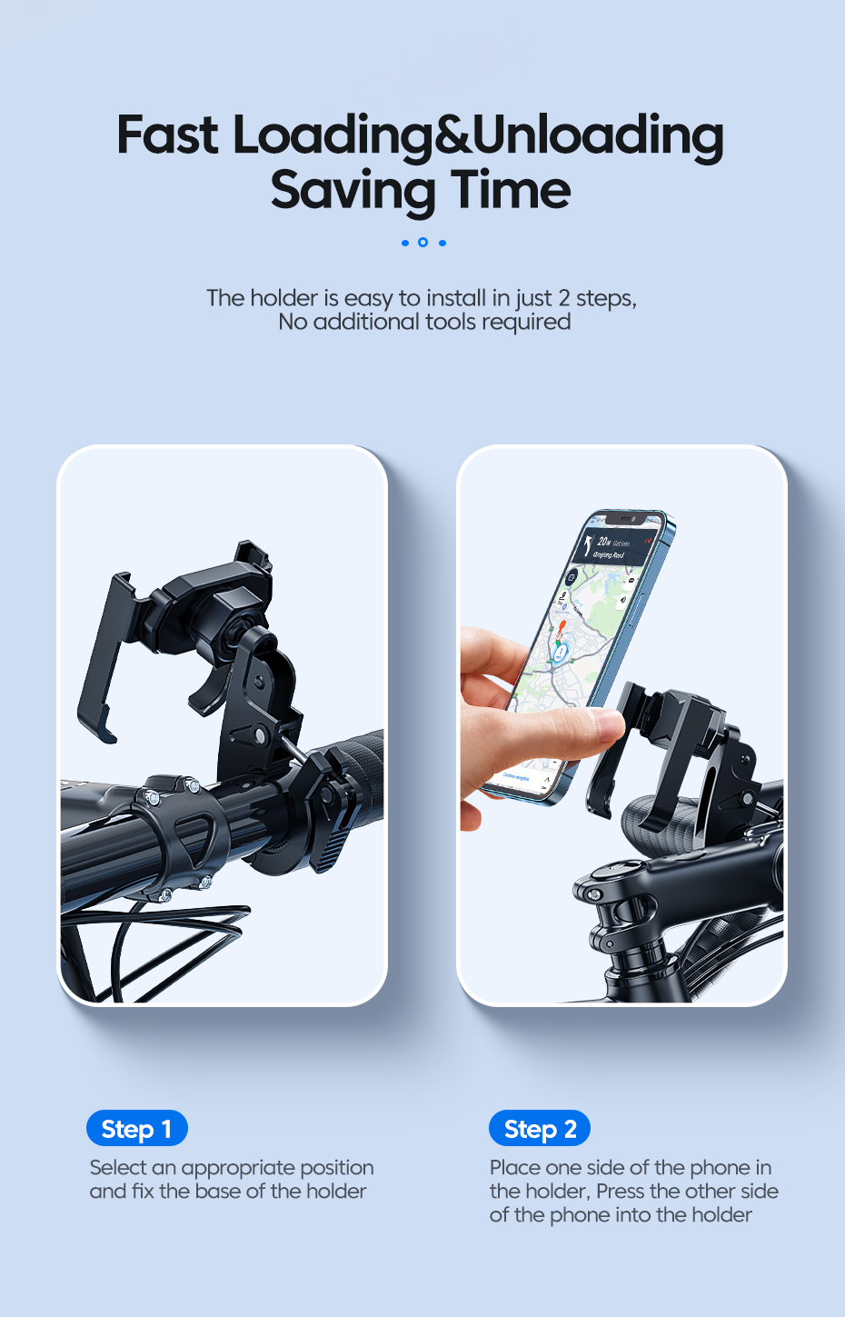 Pea Clip Riding Phone Holder Cycling Holder For Bicycle / Motorcycle