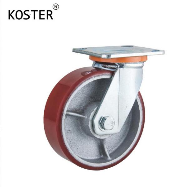 Heavy Duty Red PU Iron Core Caster Wheels 4inch/5inch/6inch/8inch with Brake
